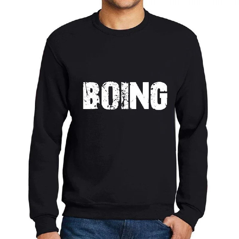 Men's Printed Graphic Sweatshirt Popular Words BOING Deep Black