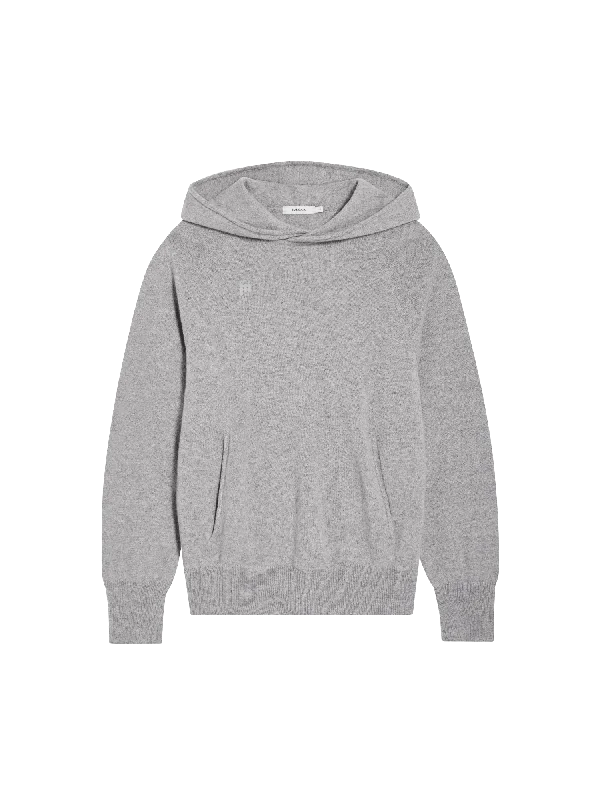 Mens Recycled Cashmere Hoodie—pale grey melange