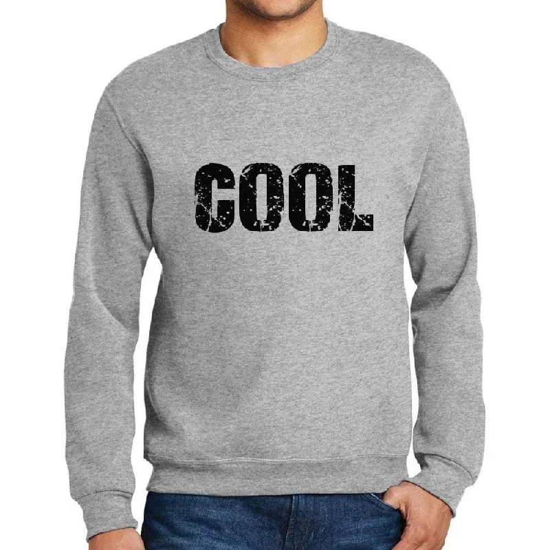 Men's Printed Graphic Sweatshirt Popular Words COOL Grey Marl