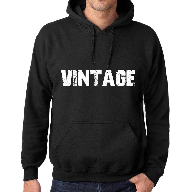 Men's Women's Unisex Printed Graphic Cotton Hoodie Soft Heavyweight Hooded Sweatshirt Pullover Popular Words VINTAGE Deep Black