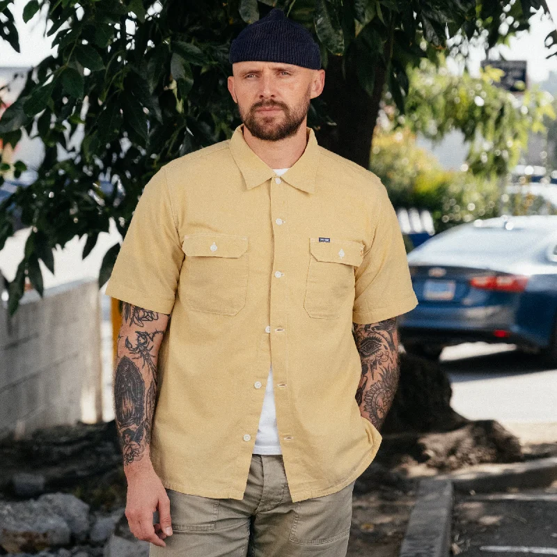 Iron Heart IHSH-388-YEL 4oz Short Sleeved Summer Shirt Yellow FINAL SALE