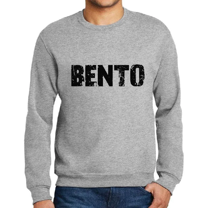 Men's Printed Graphic Sweatshirt Popular Words BENTO Grey Marl