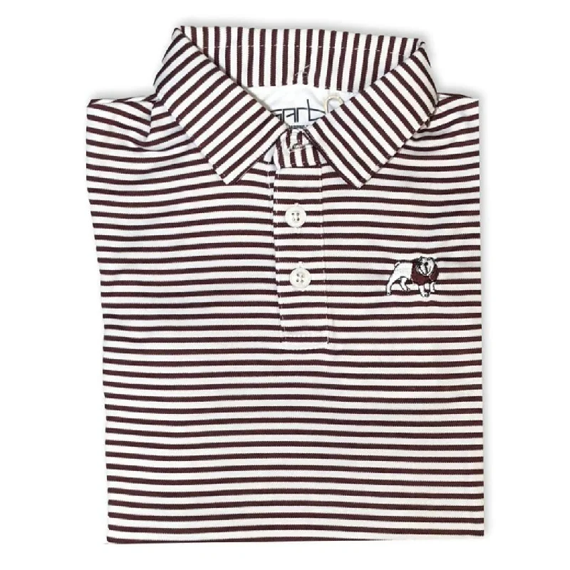 Bulldog Maroon Striped Polo