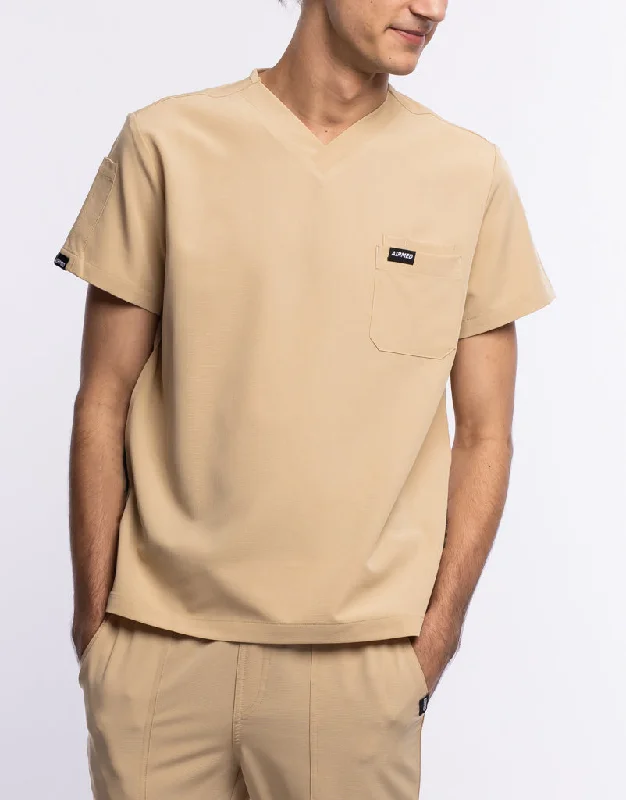 Essential V Neck Scrub Top - Warm Sand