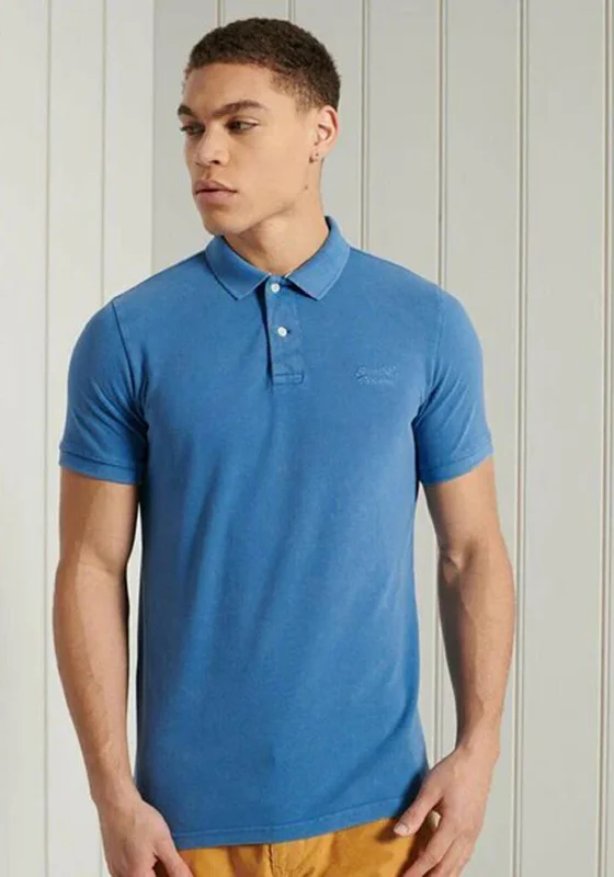 Superdry Vintage Destroy Polo Shirt, Monaco Blue