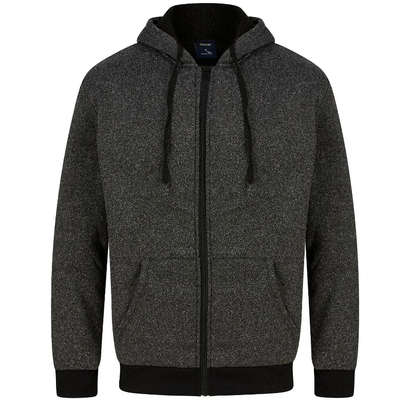 Mens Thick Fleece Lined Hoodie Full Zip Casual Jacket