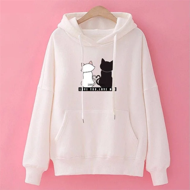 white cat  hoodie