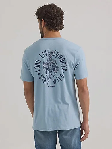 MENS WRANGLER BACK GRAPHIC BLUE TSHIRT