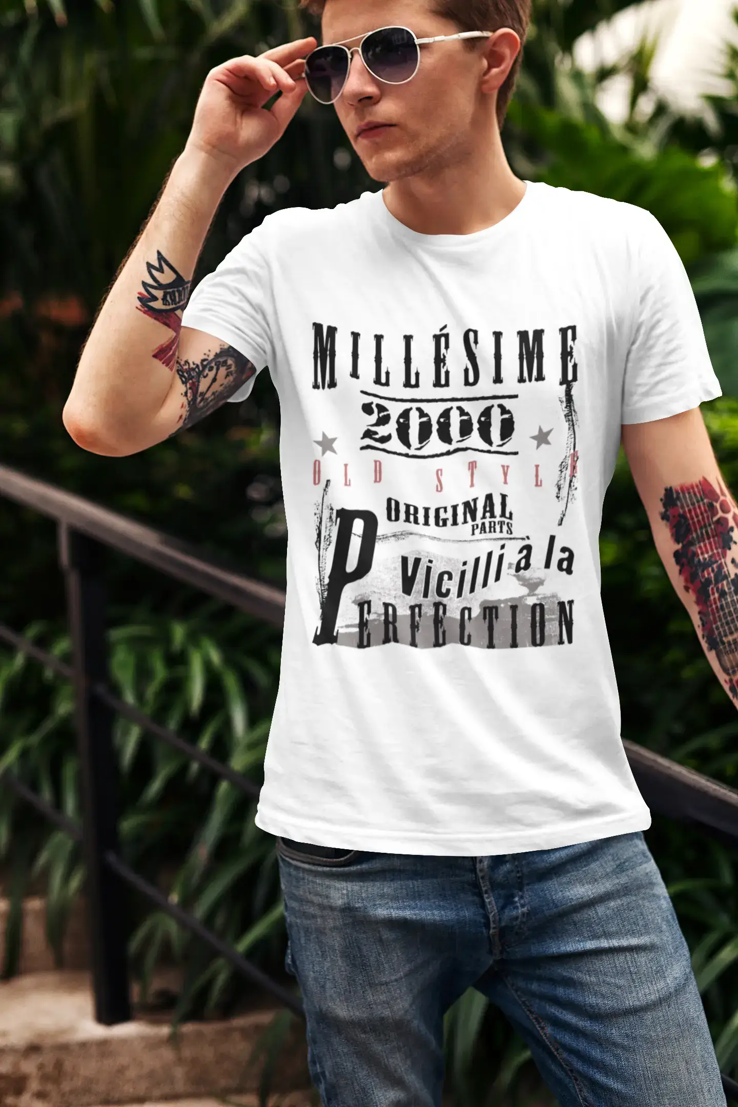 2000,birthday gifts for him,birthday t-shirts,Men's Short Sleeve Round Neck T-shirt , FR Vintage White Men's 00135