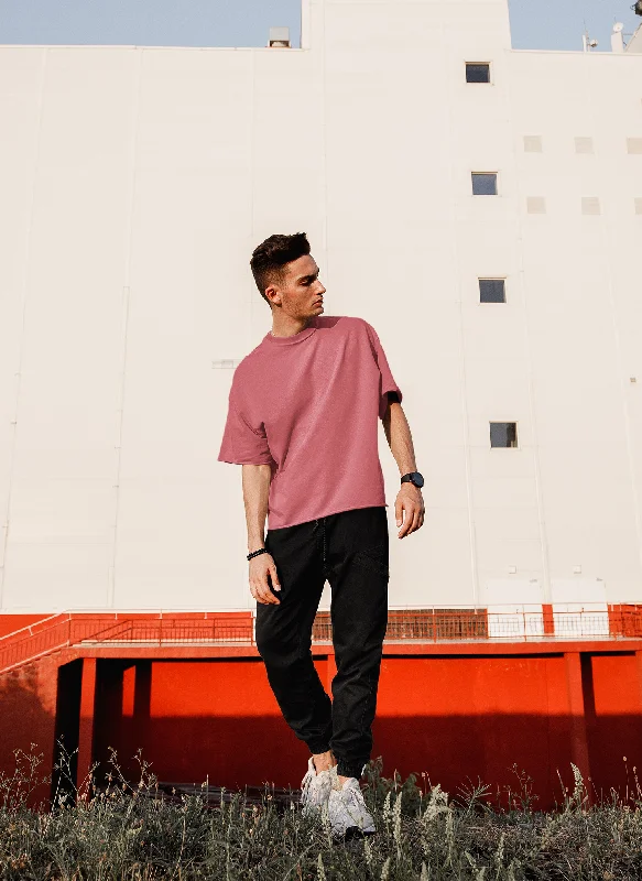 Basic Oversized T-shirts for Men: Coral Red