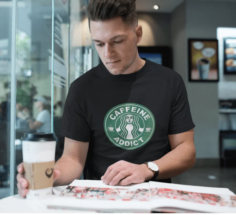 "CAFFEINE ADDICT" - HALF-SLEEVE T-SHIRTS