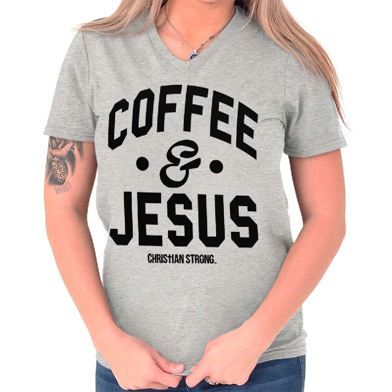 Coffee and Jesus V-Neck T Shirt