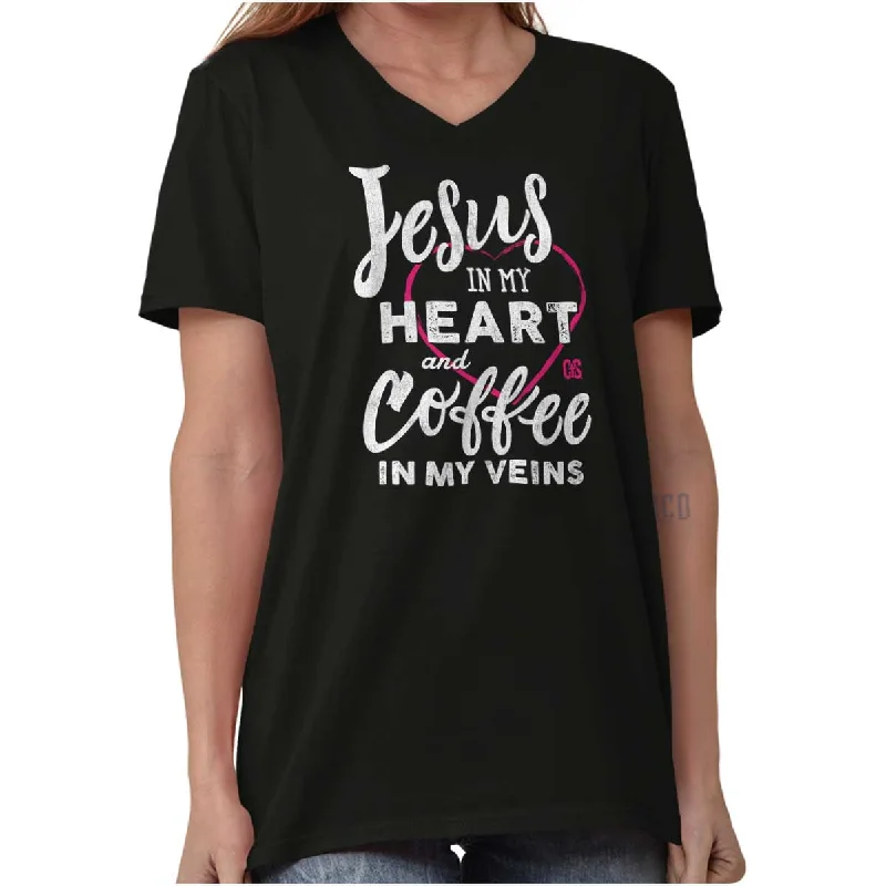 Coffee Veins V-Neck T Shirt