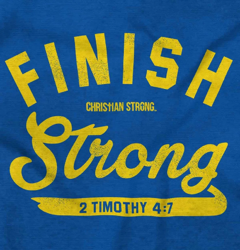 Finish Strong Scripture Junior Fit V-Neck T Shirt