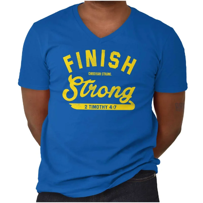 Finish Strong Scripture V-Neck T Shirt