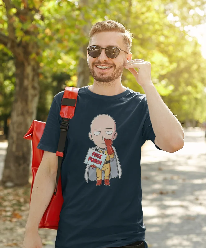 Free Punch: One Punch Man :  Anime- Half Sleeve T-Shirts