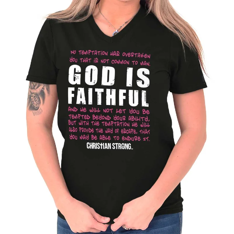 God is Faithful V-Neck T-Shirt