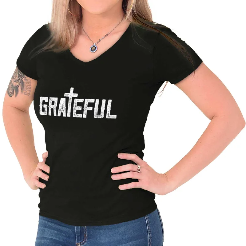 Grateful Junior Fit V-Neck T-Shirt