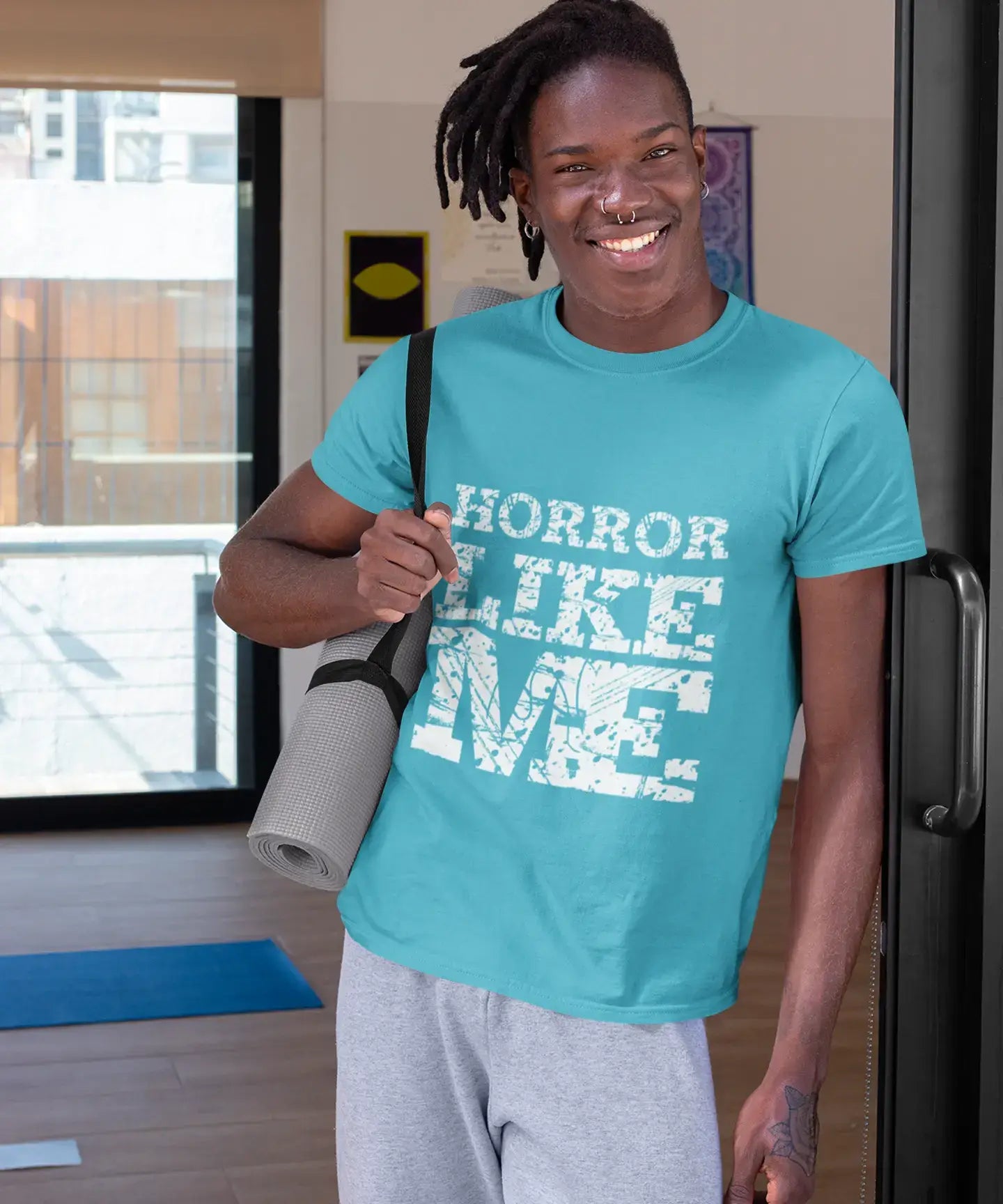 HORROR Like me, Blue, Men's Short Sleeve Round Neck T-shirt 00286