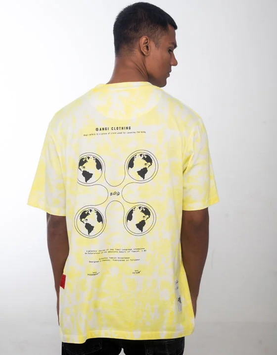 INAIPU MOZHI TAMIZH | OVERSIZED TAMIL T-SHIRT| YELLOW TIE-DYE