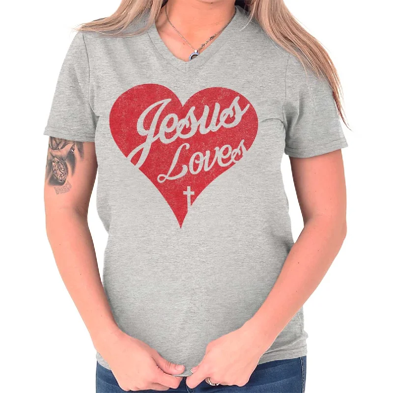 Jesus Loves V-Neck T-Shirt