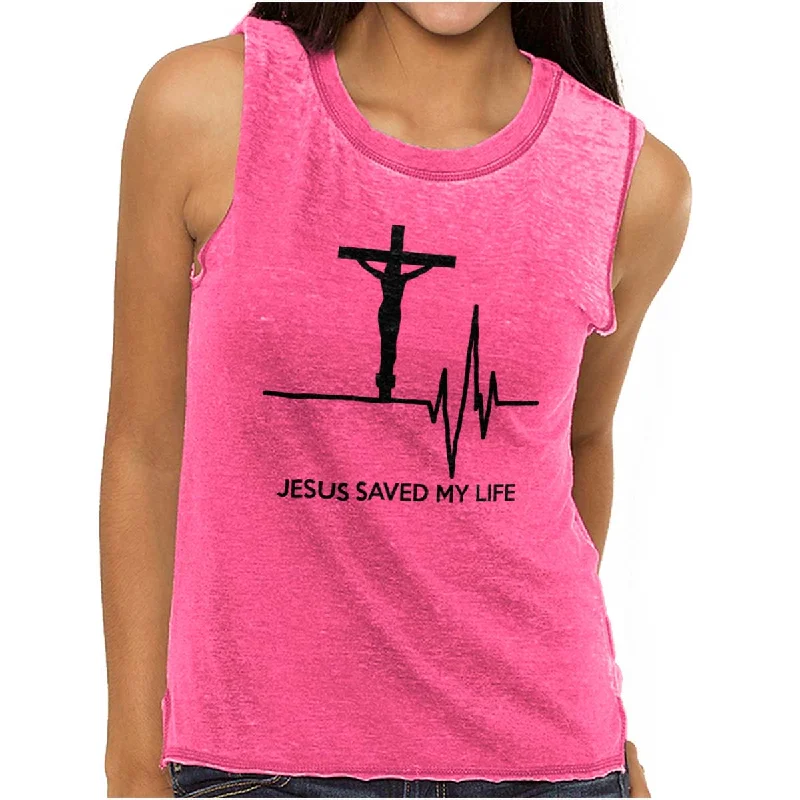 Jesus Saved My Life Junior Muscle Tee