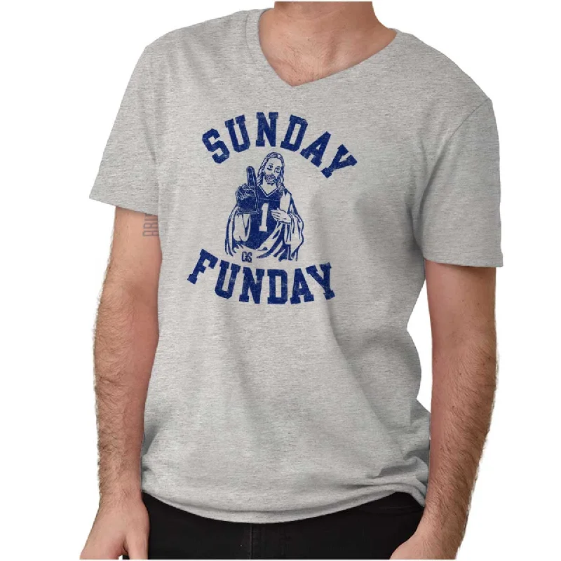 Jesus Sunday Funday V-Neck T Shirt