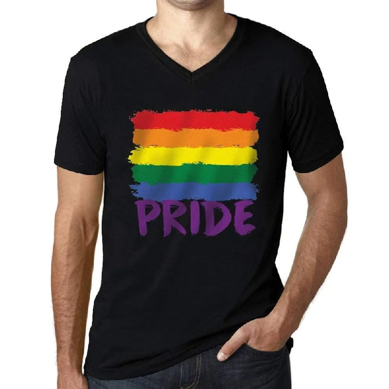 Men's Graphic V-Neck T-Shirt LGBT Pride Deep Black