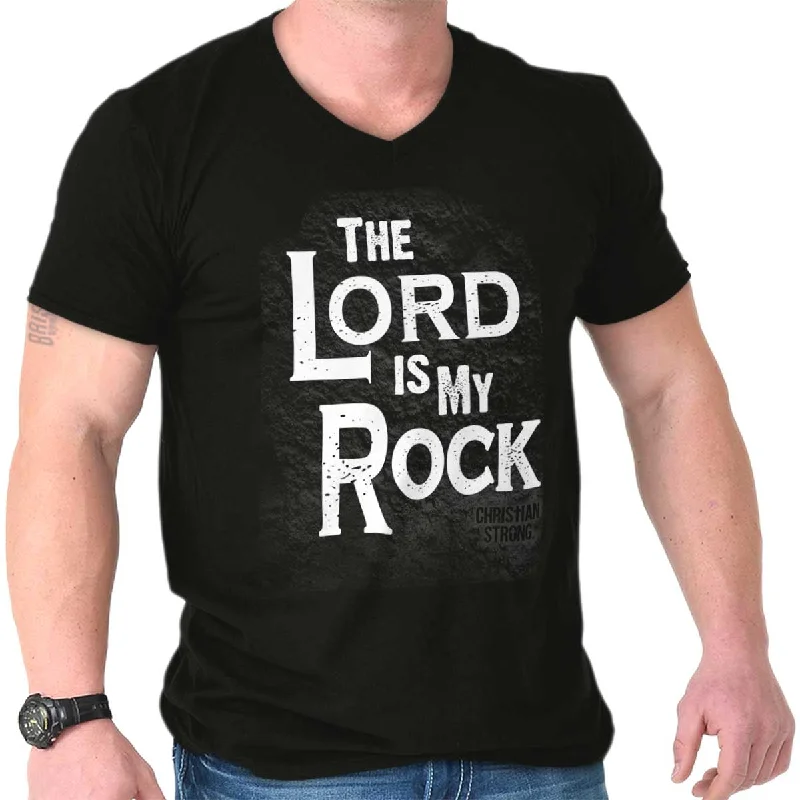 Lord Is My Rock V-Neck T-Shirt