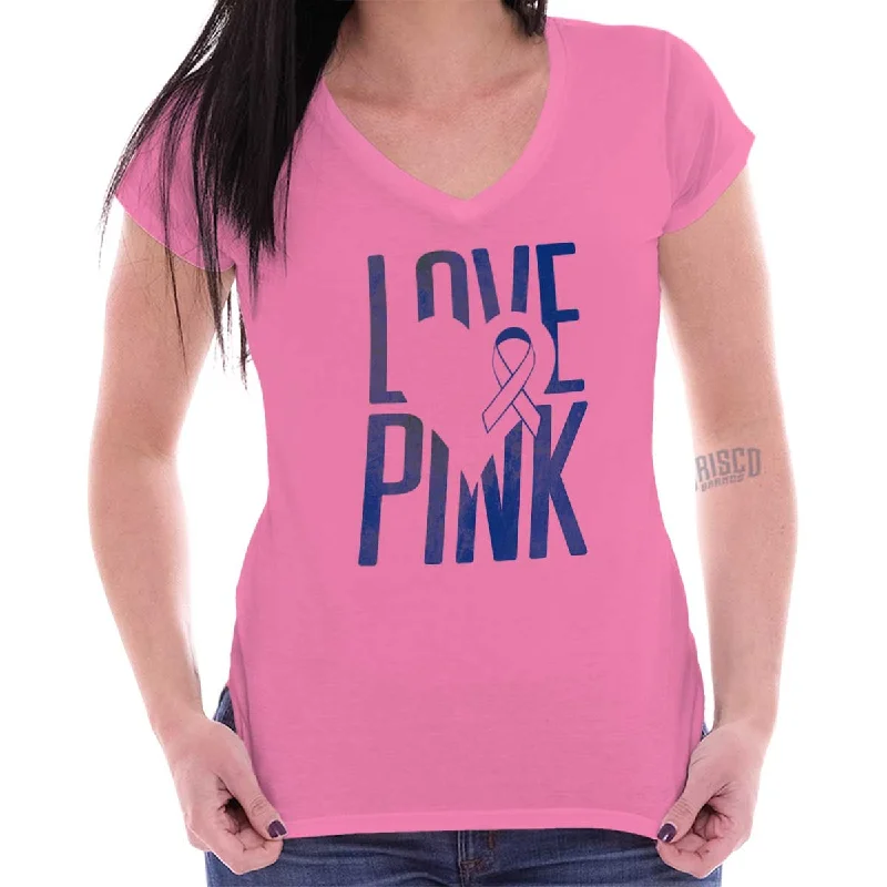 Breast Cancer Awareness Junior Fit V-Neck T Shirt