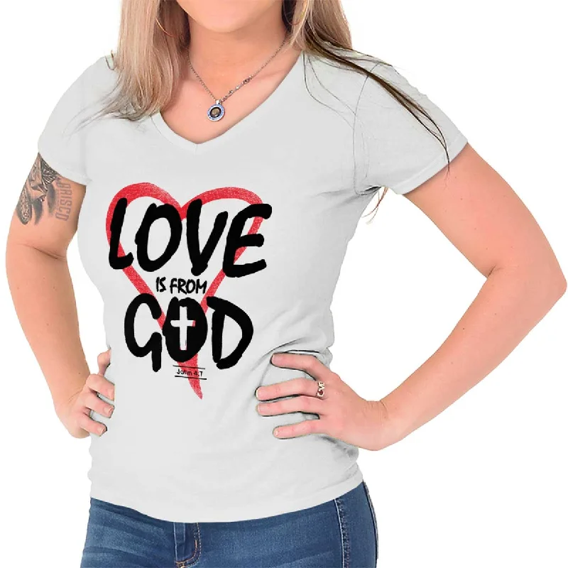 Love is From God Junior Fit V-Neck T-Shirt