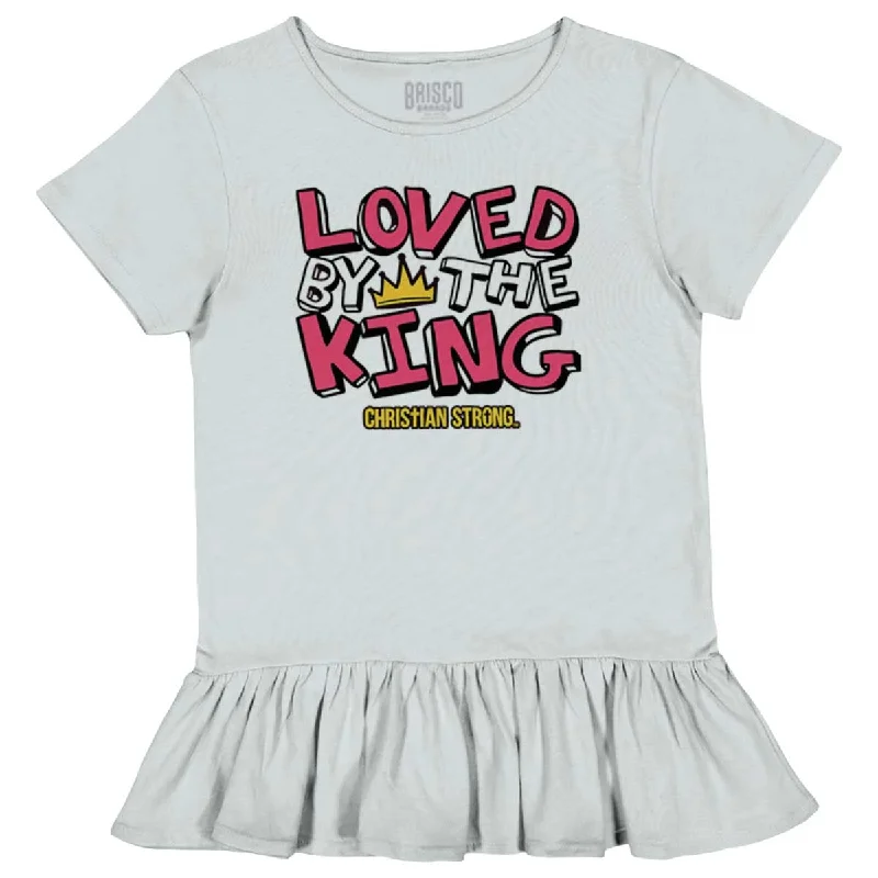 Loved By The King Toddler Ruffle Bottom T-shirt