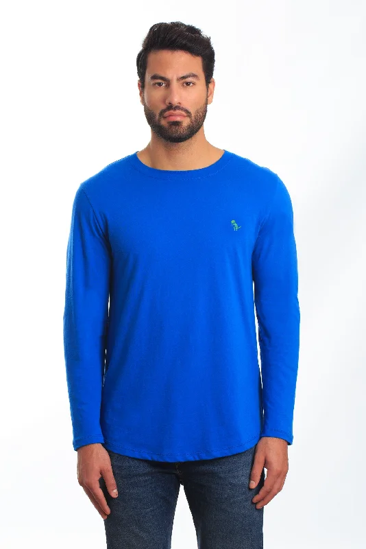 Mens Blue Long Sleeve T-Shirt Tel-109