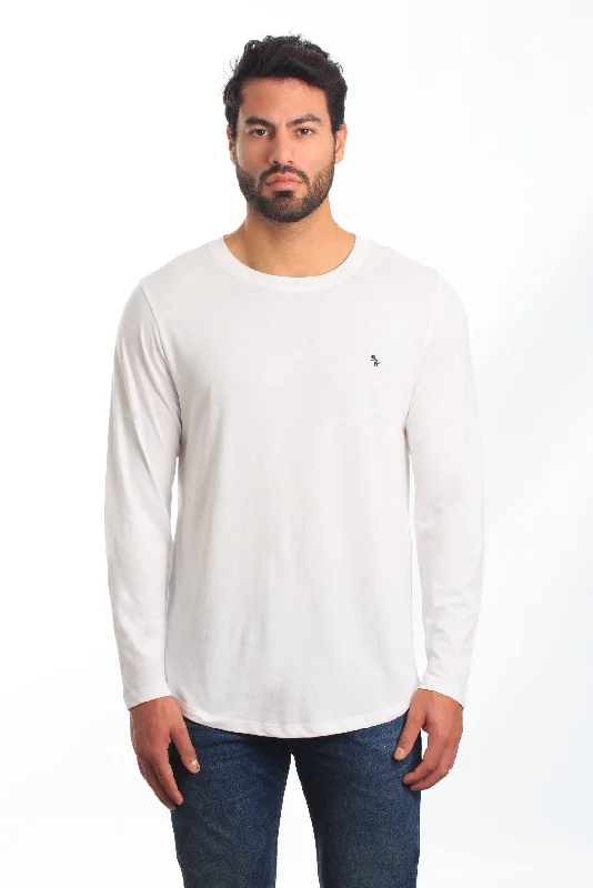 Mens White Long Sleeve T-Shirt Tel-108