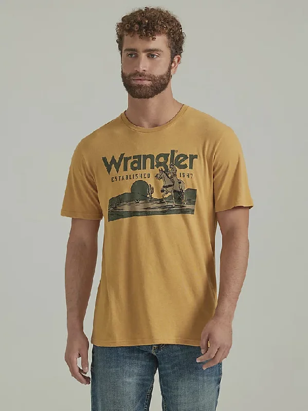 MENS WRANGLER LOGO GOLD HEATHER TSHIRT