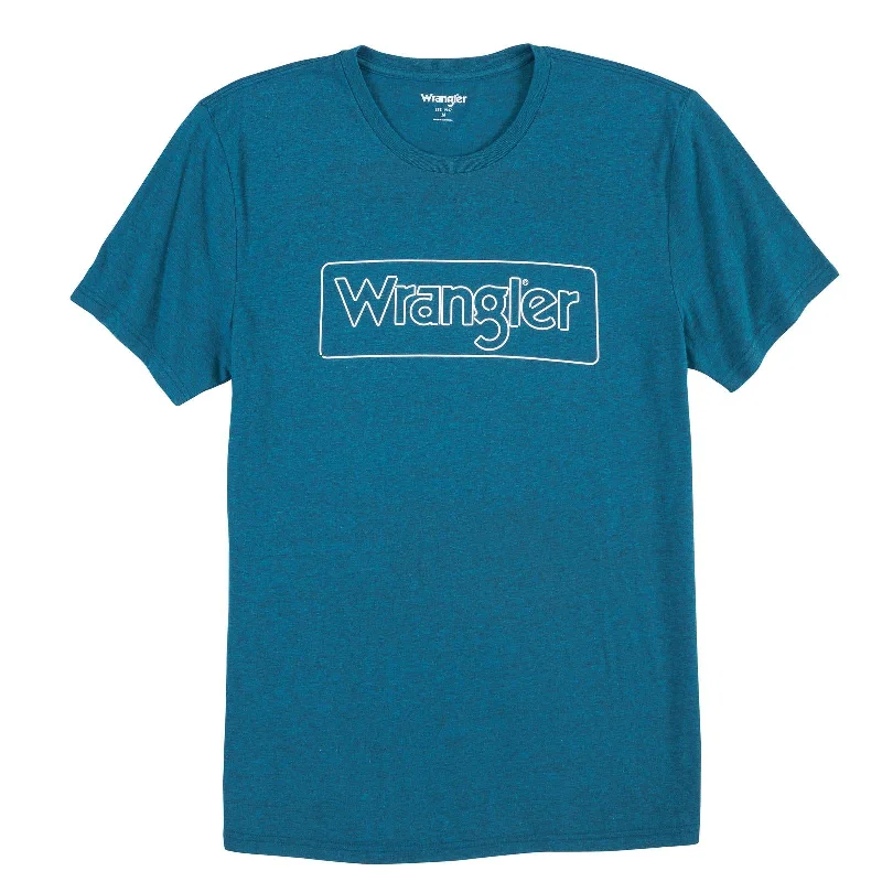 MENS WRANGLER TEAL HEATHER LOGO TSHIRT