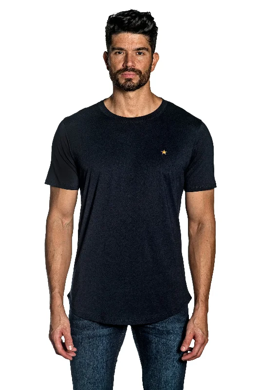 Navy Blue Mens Tee With Star Embroidery TEE-26