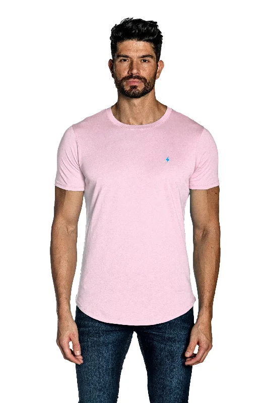 Pastel Pink Mens Tee Lightning Embroidery TEE-88