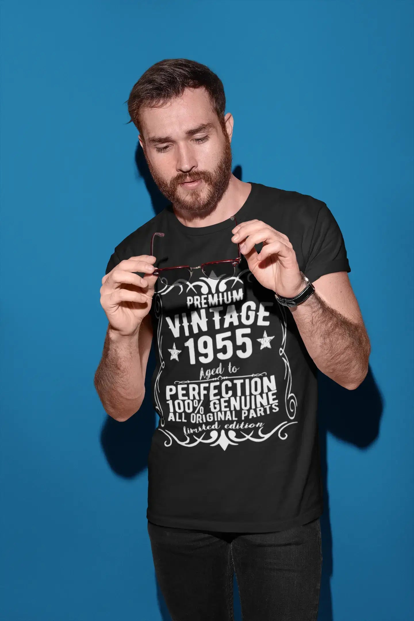 Premium Vintage Year 1955, Black, Men's Short Sleeve Round Neck T-shirt, gift t-shirt 00347