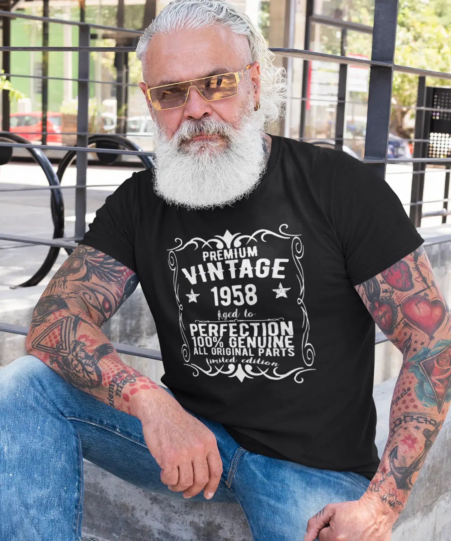 Premium Vintage Year 1958, Black, Men's Short Sleeve Round Neck T-shirt, gift t-shirt 00347