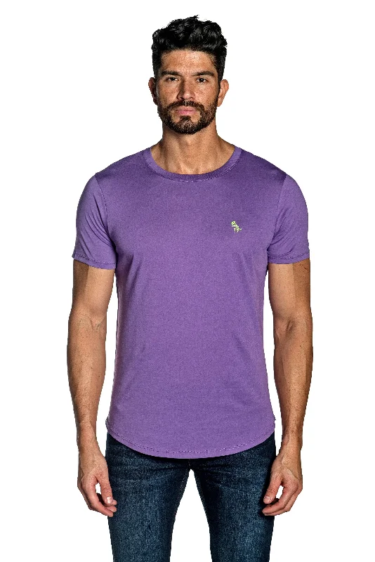 Purple Mens Tee With Dinosaur Embroidery TEE-14