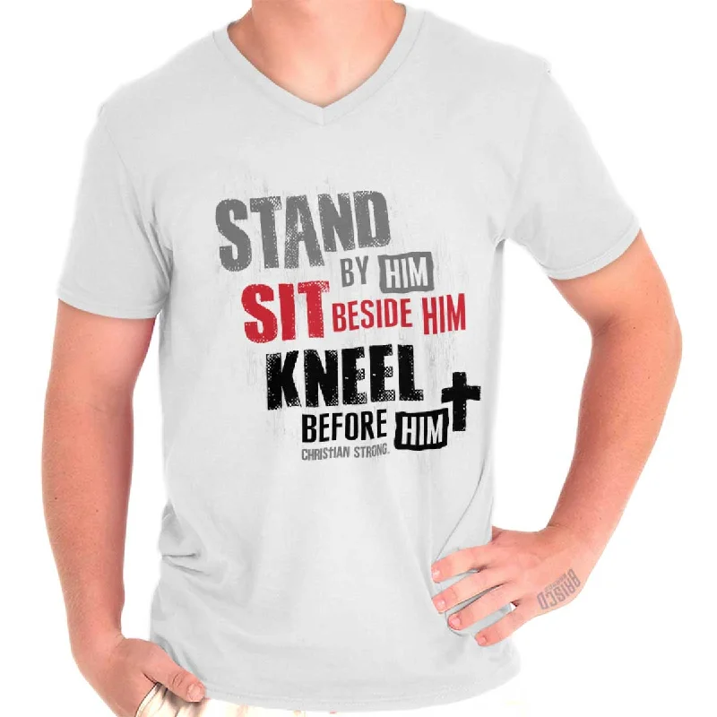 Stand Sit Kneel V-Neck T Shirt