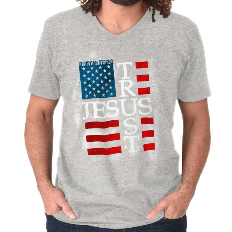 Trust Jesus USA V-Neck T Shirt