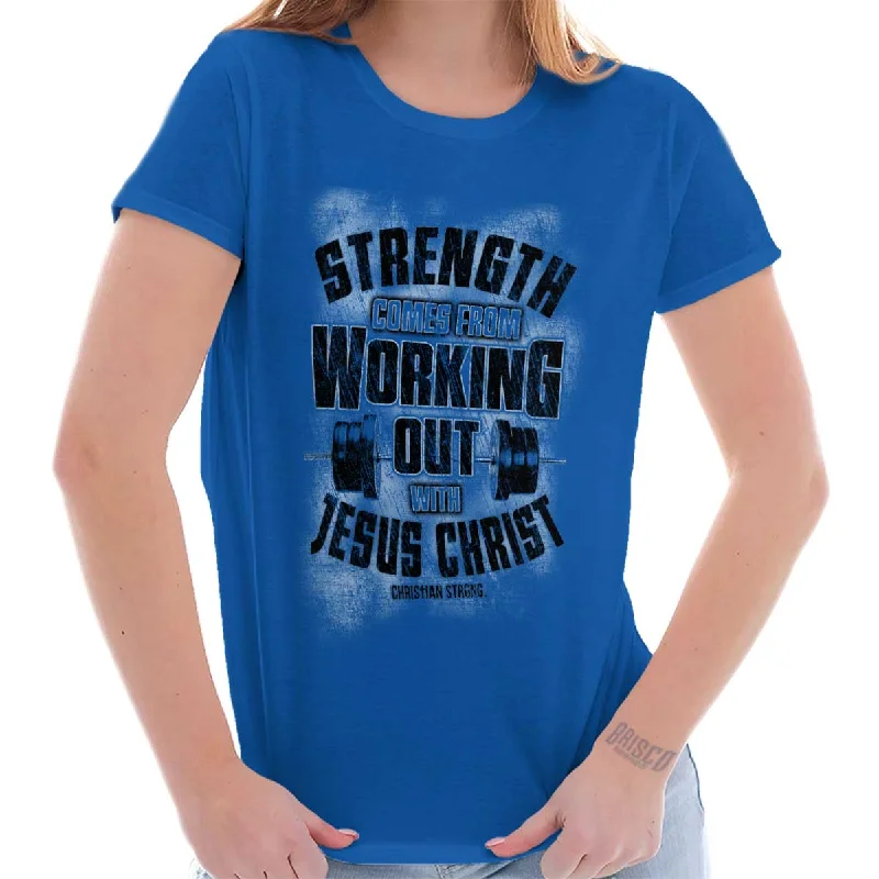 Work Out With Christ Ladies T Shirt