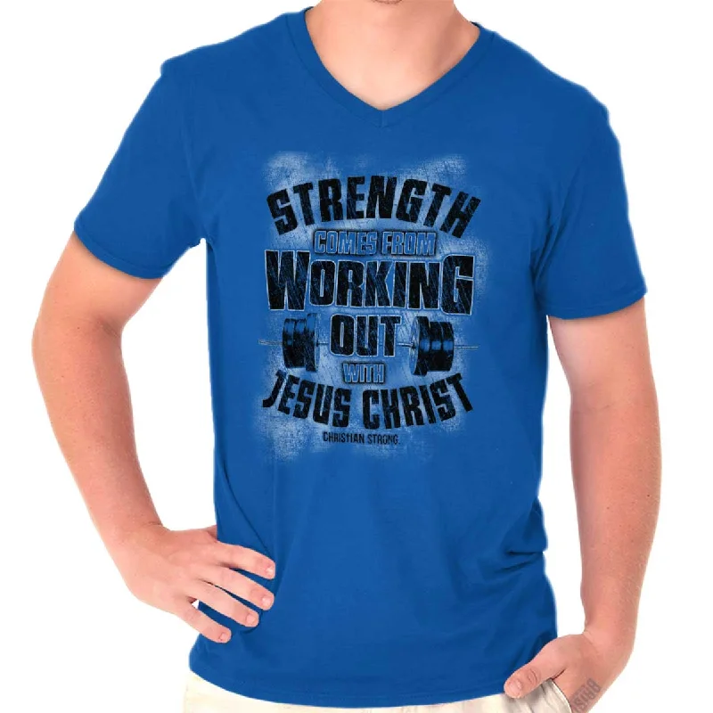 Working Out With Christ V-Neck T-Shirt