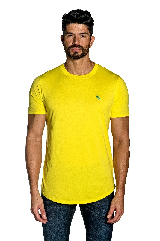 Yellow Mens Tee With Dinosaur Embroidery TEE-09