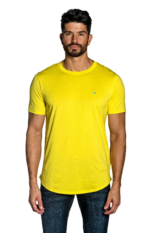 Yellow Mens Tee With Lightning Embroidery TEE-30